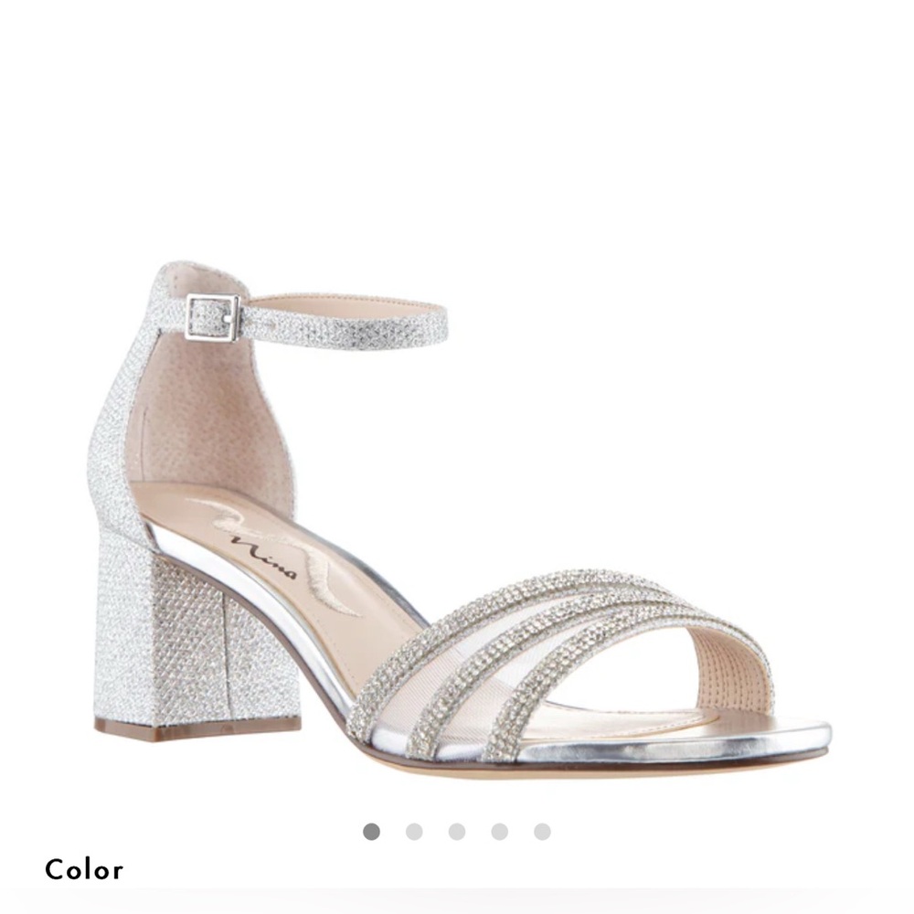 Silver Sparkly Block Heels